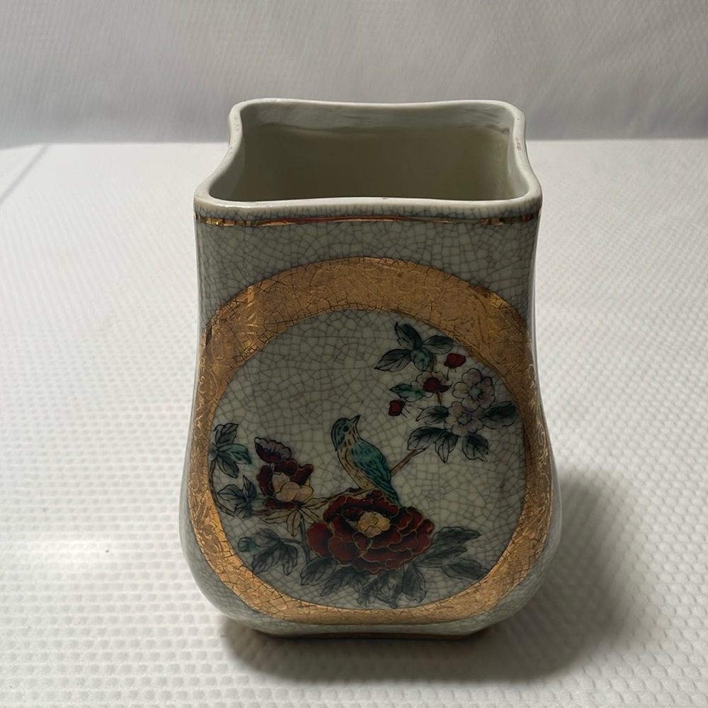 Formalities by Braum Bros Elegant Floral and Bird Vase with Gold Accents